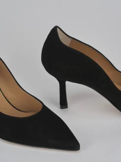 Décolleté e slingback tacco 8cm camoscio nero