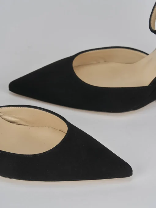 Décolleté e slingback tacco 8cm camoscio nero