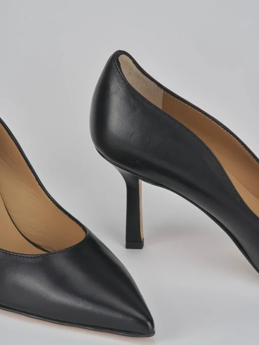 Décolleté e slingback tacco 8cm pelle nero
