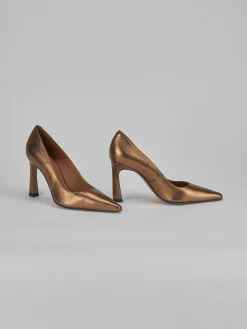 Décolleté e slingback tacco 10cm pelle bronzo