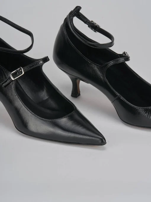 Décolleté e slingback tacco 5cm pelle nero