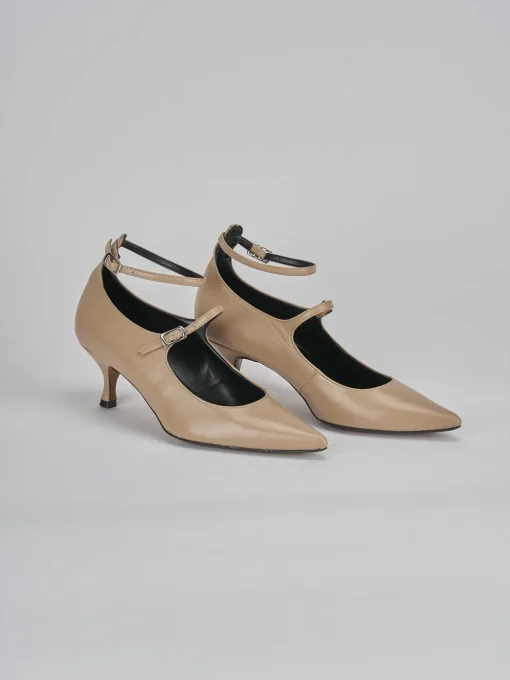 Décolleté e slingback tacco 5cm pelle marrone