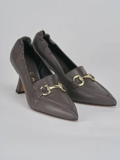 Décolleté e slingback tacco 7cm pelle beige