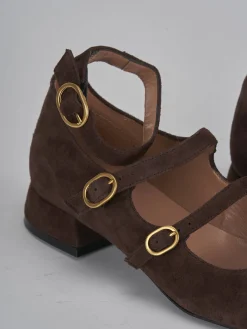 Décolleté e slingback tacco 3cm camoscio testa