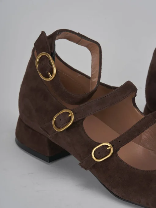 Décolleté e slingback tacco 3cm camoscio testa