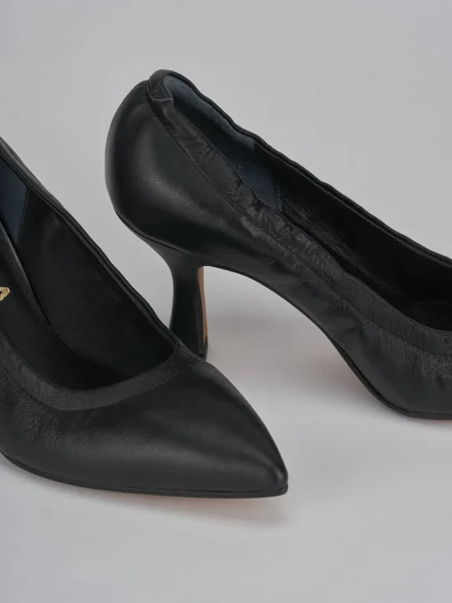 Décolleté e slingback tacco 7cm pelle nero
