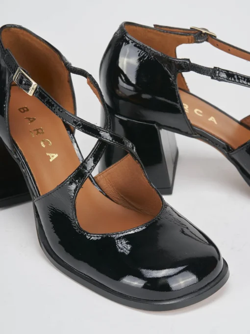 Décolleté e slingback tacco 8cm vernice nero
