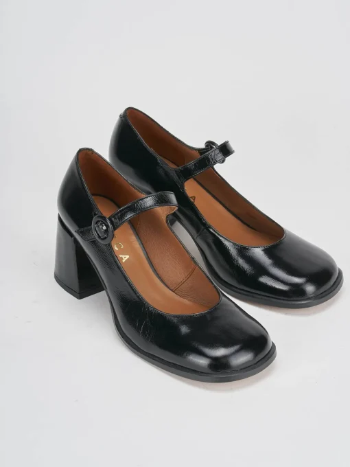 Décolleté e slingback tacco 8cm vernice nero