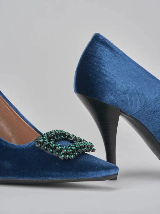 Décolleté e slingback tacco 9cm velluto blu