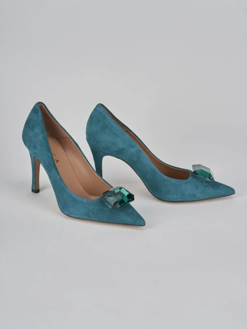 Décolleté e slingback tacco 9cm camoscio verde