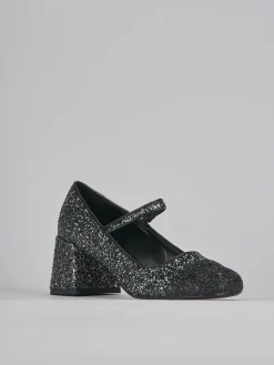 Décolleté e slingback tacco 6cm glitter argento