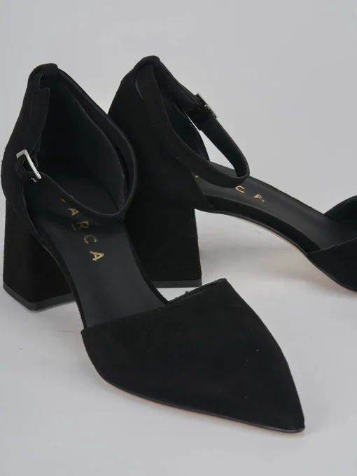 Décolleté e slingback tacco 5cm camoscio nero