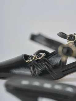 Décolleté e slingback tacco 3cm vernice nero