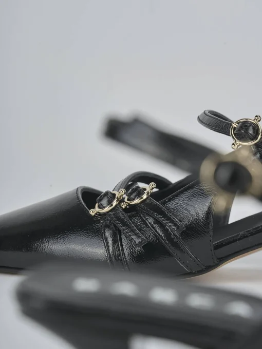 Décolleté e slingback tacco 3cm vernice nero