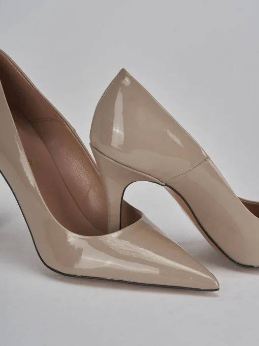 Décolleté e slingback tacco 9cm pelle beige