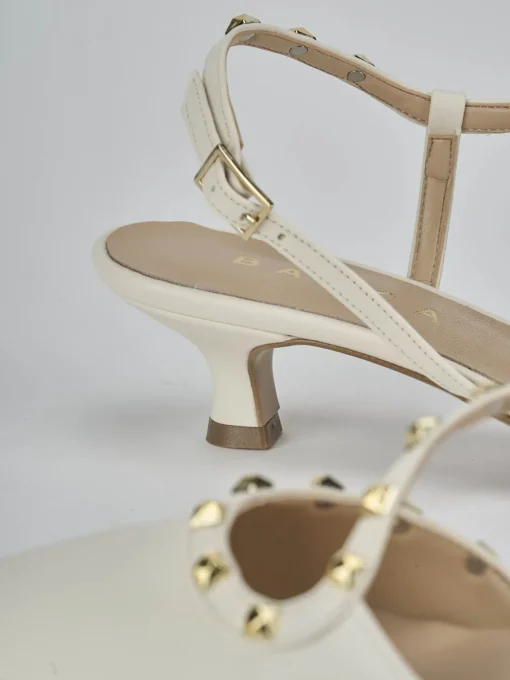 Décolleté e slingback tacco 4cm pelle bianco