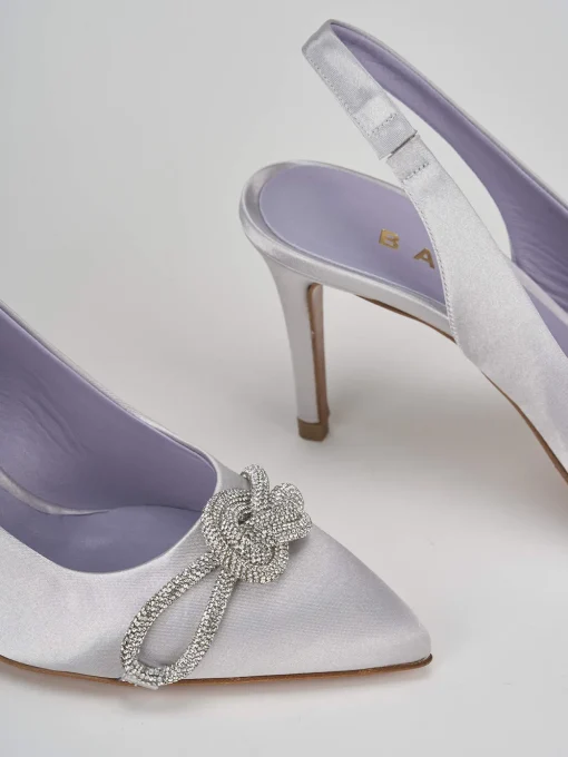 Décolleté e slingback tacco 7cm raso argento