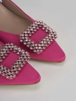 Décolleté e slingback tacco 5cm raso rosa