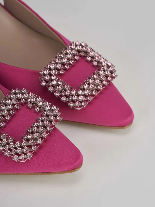 Décolleté e slingback tacco 5cm raso rosa