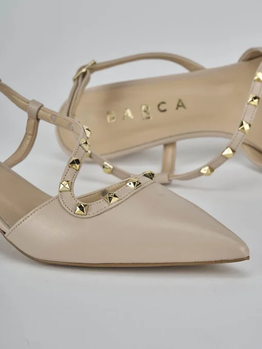 Décolleté e slingback tacco 4cm pelle beige