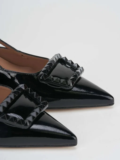 Décolleté e slingback tacco 5cm vernice nero