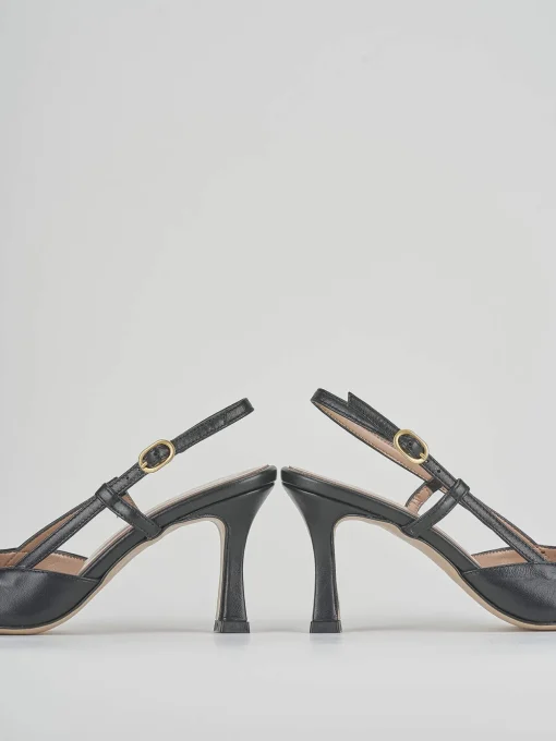 Décolleté e slingback tacco 8cm pelle nero