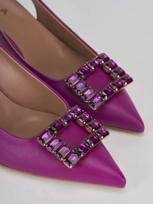 Décolleté e slingback tacco 6cm pelle rosa
