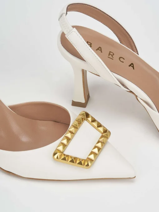 Décolleté e slingback tacco 7cm pelle bianco