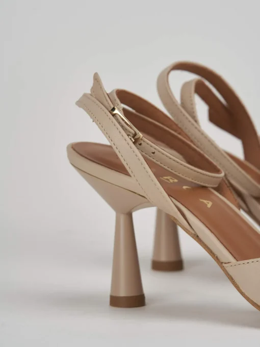 Décolleté e slingback tacco 7cm pelle beige