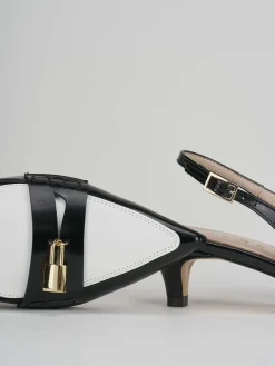 Décolleté e slingback tacco 3cm pelle nero