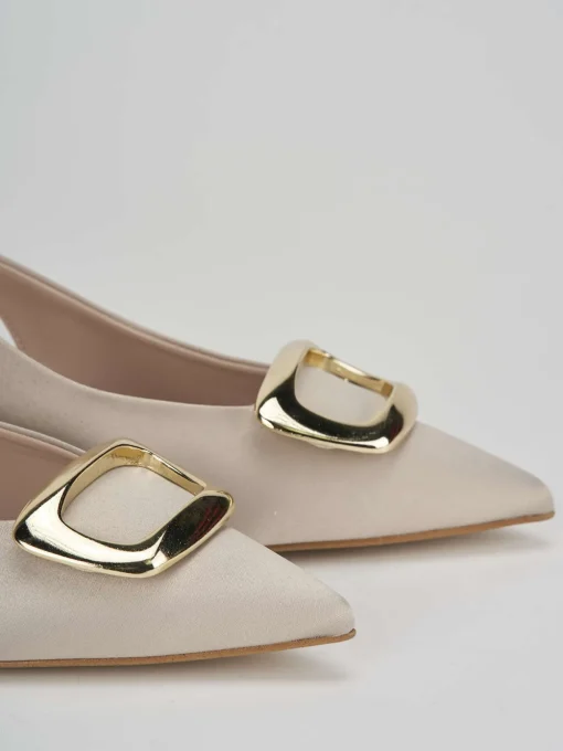 Décolleté e slingback tacco 3cm raso beige