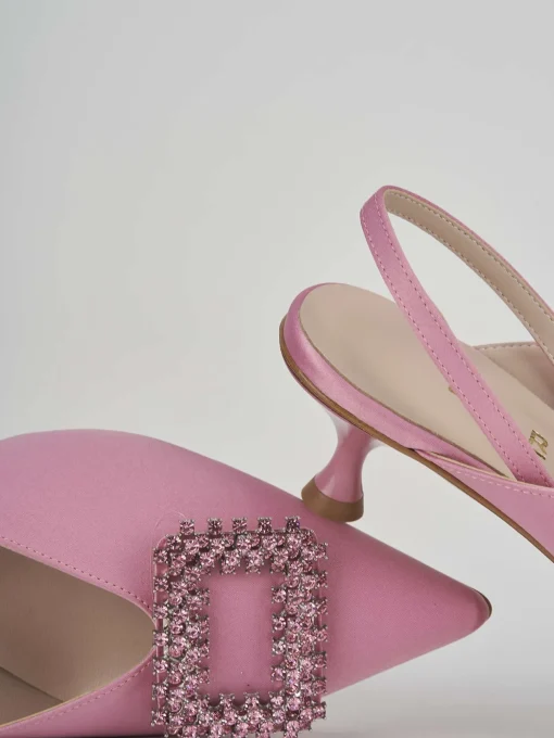 Décolleté e slingback tacco 3cm raso rosa
