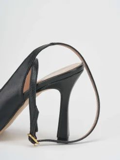 Décolleté e slingback tacco 9cm pelle nero