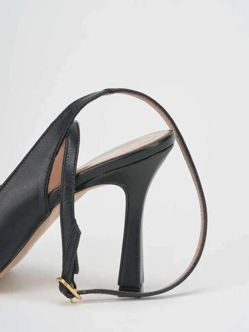 Décolleté e slingback tacco 9cm pelle nero
