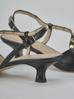 Décolleté e slingback tacco 4cm pelle nero