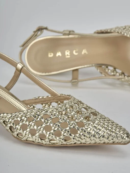 Décolleté e slingback tacco 4cm pelle oro