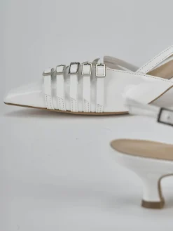 Décolleté e slingback tacco 4cm vernice bianco