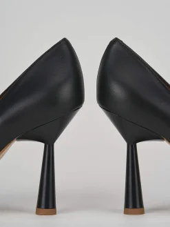 Décolleté e slingback tacco 9cm pelle nero