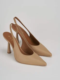 Décolleté e slingback tacco 9cm pelle marrone