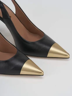 Décolleté e slingback tacco 9cm pelle nero