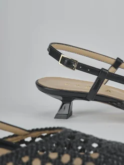 Décolleté e slingback tacco 4cm pelle nero