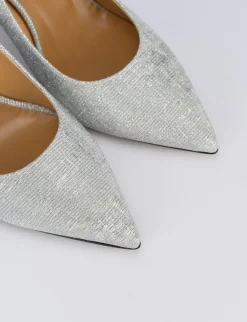 Décolleté e slingback tacco 5cm pelle argento