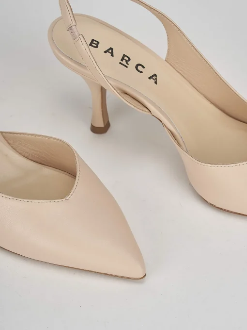 Décolleté e slingback tacco 7cm pelle beige