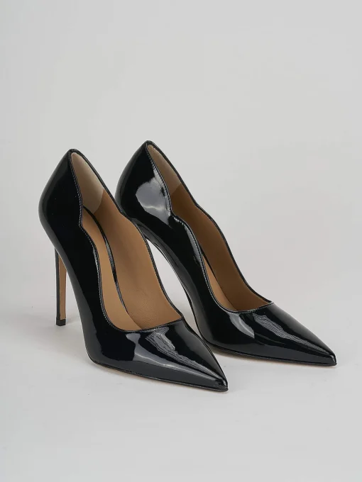 Décolleté e slingback tacco 10cm vernice nero