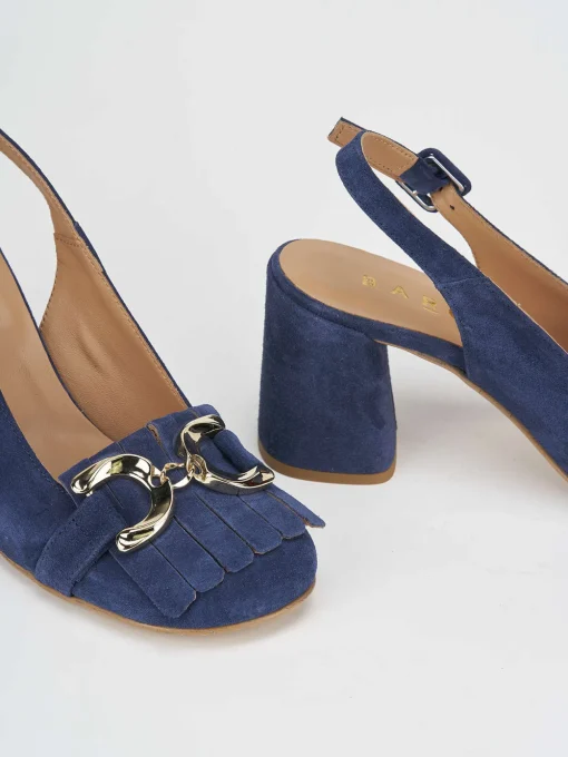Décolleté e slingback tacco 7cm camoscio blu