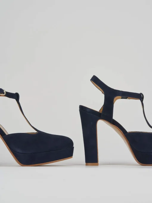 Décolleté e slingback tacco 11cm camoscio blu