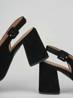 Décolleté e slingback tacco 7cm camoscio nero