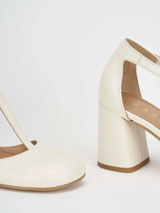 Décolleté e slingback tacco 7cm pelle bianco