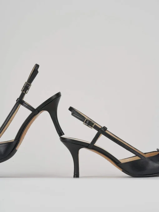 Décolleté e slingback tacco 5cm pelle nero