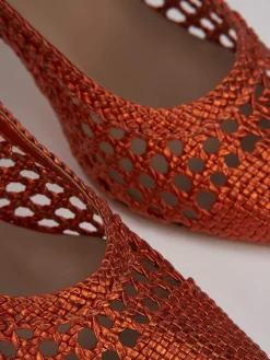 Décolleté e slingback tacco 7cm pelle arancio
